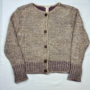 SUNDANCE Chunky Knit Cardigan Sweater Women’s Heathered Purple Eggplant - Medium